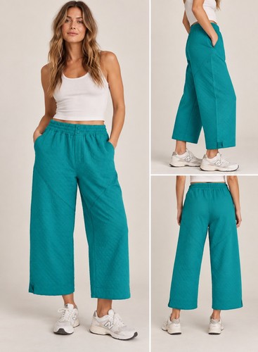 Pantaloni cropped trapuntati