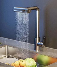 rubinetto miscelatore lavello cucina inox 304 estraibile cascata 3 getti doccia