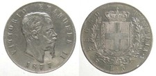 *TRIU* SAVOIA REGNO  VITTORIO EMANUELE II 5 LIRE 1877 Roma ARGENTO