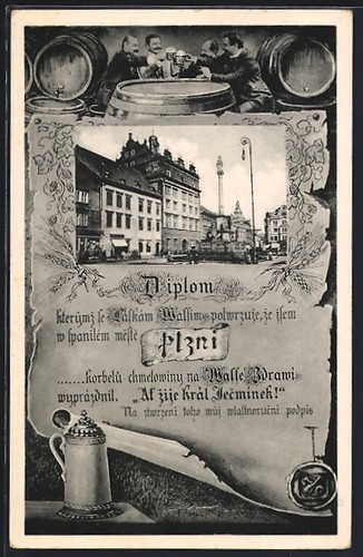 Pilsen plzen diplom - ak, plzen,