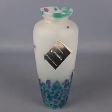 Vaso Vetro Satinato PUNTOARTE Design Astratto Viola Verde Vintage XX Sec.