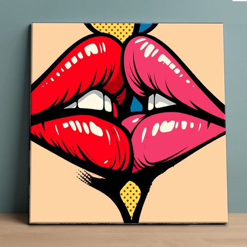 Quadro pop art labbra bacio - pop,