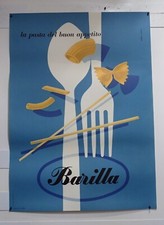 MANIFESTO AFFICHE ORIGINALE PASTA BARILLA 1952 CARBONI Cm. 70 X 100