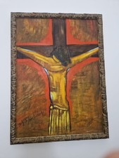 Paolo Da San Lorenzo Quadro Olio Su Tela Crocifisso Con Cornice Raro 50x70 