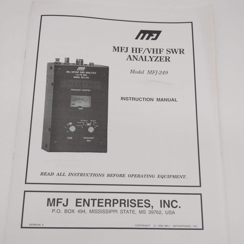 Mfj 249 vhf swr - mfj-249, hf/vhf