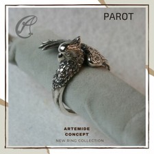 Anello PARROT unisex in Argento 925% rodiato. Anello PAPPAGALLINO unisex