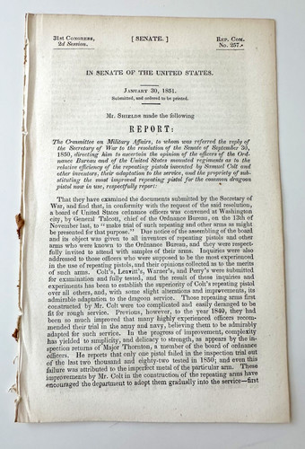 1851 senate report 257 colt - 1851,