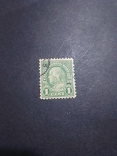 Usa Stamp 1cent B.Franklin Verde Oliva Raro Ben Centrato