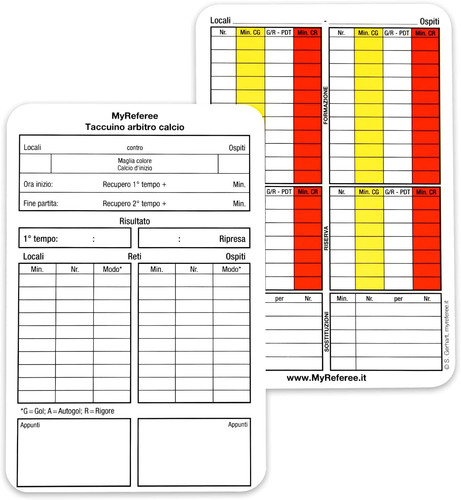 Taccuino arbitro calcio 100 - taccuino,