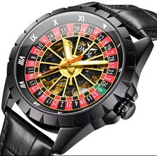 Men Mechanical Watches Creative Rotating Dial Roulette Automatic Watch Black