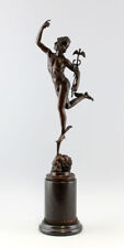 9937169-ds Scultura In Bronzo Giovanni Da Bologna Mercurio In Volo H70cm