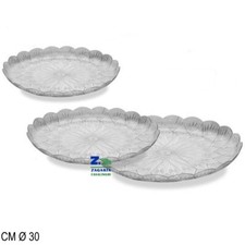 VASSOIO DIAMANTE DIAM. CM 30 IN PLASTICA TRASPARENTE DA PORTATA PER TORTE DOLCI