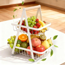 Porta Frutta Da Tavolo 2 Piani Cesto Di Frutta Staccabile Portafrutta a Ripiani 