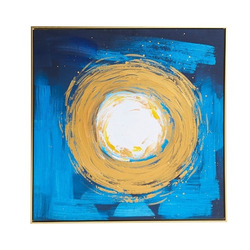 Quadro astratto oro blu - , su