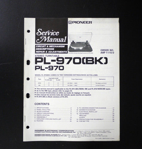 Originale pioneer 970 - pioneer, pl-970