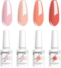 Set Di 4 Smalto Gel Semipermanente, Collezione Colori Pastello: Pesca, Rosa, Ara