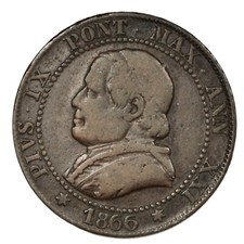 ITALIA STATO PONTIFICIO PIO IX 1 Soldo 1866 A. XXI