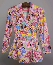 Trench cappotto donna FIORUCCI 2005 rosa artistico Y2K grafica con cintura taglia MEDIA