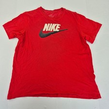 NIKE T-Shirt XL Maglietta rossa da uomo 100% cotone atletica casual con logo