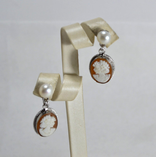Orecchini argento 925 cammei - ,