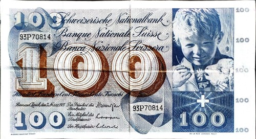 Banconota 100 franchi svizzeri - banconota,