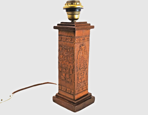 Lampada totem pelle vintage