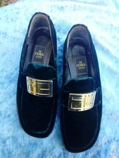 Fendi _Mocassini velluto seta verde scuro_Nuove provenienti da campionario_