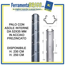 PALO CON ASOLE INTERNE 52X35 MM VIGNETO PALI TUTORI PER VIGNA ACCIAIO ZINCATO