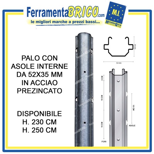 Palo con asole interne 52x35 - con,