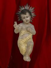 Bambino Gesù Bambinello Napoletano Culla  24 Cm Argilla Occhi Vetro
