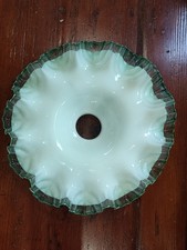 antica opalina lampadario a sospensione Bordo Verde Vetro Soffiato Cm. 23