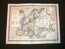 Carta geografica o mappa Marmocchi del 1876 L'Europa - Divisioni politiche