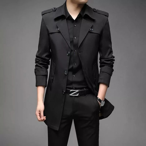 Trench uomo nero elegante - trench,