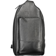 Piquadro Zaino Monospalla Nero in Pelle con Tasca Frontale