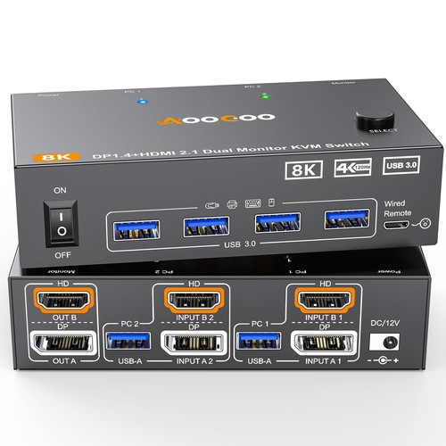 Switch kvm aoocoo pc 2 - 8k,