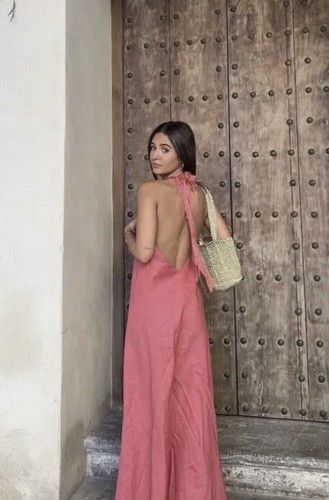 Abito lino con frange - lino,