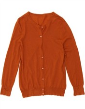 VINTAGE maglione cardigan donna UK 8 piccolo marrone BL04