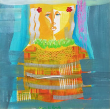 VITTORIO MARIA DI CARLO: Olio/Collage su Tela in Cornice con Autentica+Archivio!