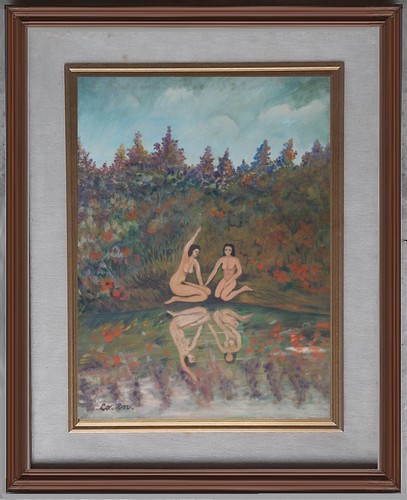 Arte naif due amiche bagno - amiche, al