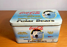 COCA COLA  SCATOLA  CON 10 TARGHE DI METALLO POLAR BEARS   1996 CM 17x10x9