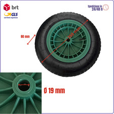 Ruota per carriola pneumatica 350x80 WILBY con disco in plastica PVC asse 19 mm