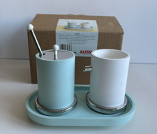 ALESSI ES10 Zuccheriera e Cremiera con Vassoio e cucchiaini Ettore Sottsass 1998