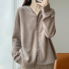 Cardigan donna maglia con cappuccio lana invernale 2025 manica lunga cavo sciolto top