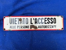 Tabella Targa Smaltata Vietato L’accesso Alle Persone Non Autorizzate Vintage
