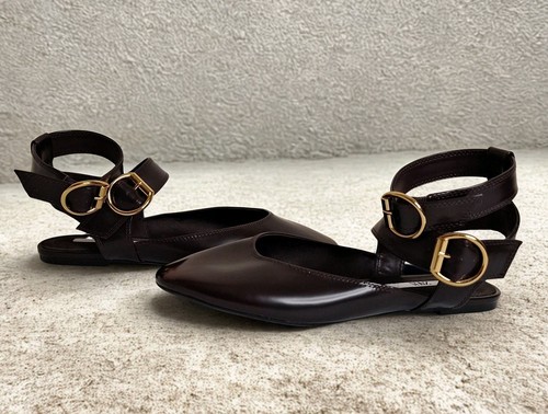 Zara sandali piatti bordeaux - zara,