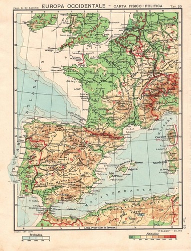 Carta geografica antica spagna - antica,