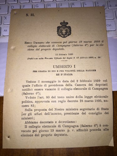 Regio decreto che - decreto, coll