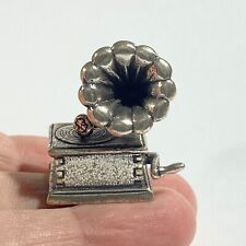 miniatura grammofono vintage argento massiccio, figurina italiana marcata