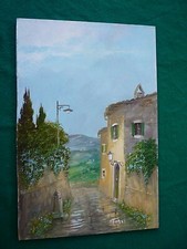 LuCIANO TORSI ( Arezzo 1939 ) Olio su faesite " Luci della sera angolo di Barga 