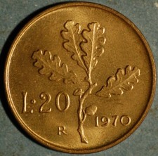 Italy 20 Lire 1970 KM# 97